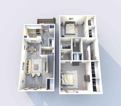 Floor plan for 2 beds, 1.5 baths, 1296 sqft
